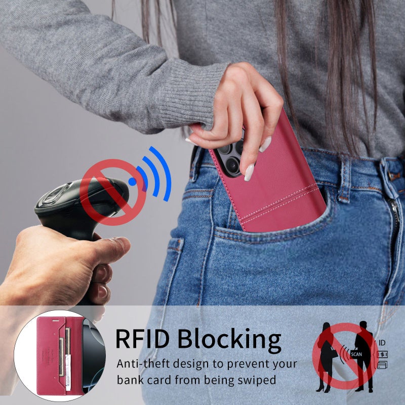 Purple Wallet Case With Card Slot RFID Blocking For Galaxy Note 10 Plus Faux Leather - Image 3