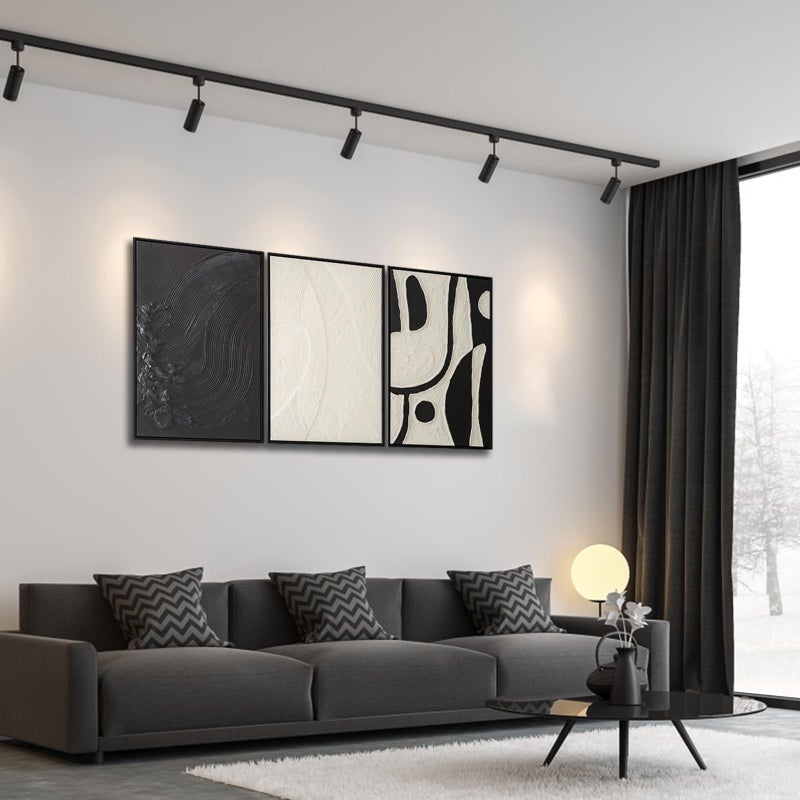 JolyWell 3 piece Black and White Wall Art Set Large Framed Modern Abstract wall decor for Living room Canvas Prints Paintings Artwork, Minimalist Abstract Art Pictures for Hallway, Office Total Size 30x60 Inch - Image 5