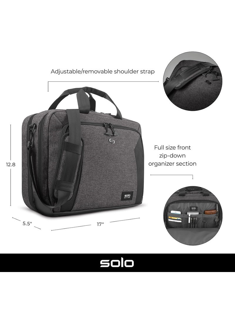 Solo Solo New York Briefcase  Laptop Carrying Bag for Women  Men Brief for Travel  Work Internal Tablet Pocket Adjustable Shoulder Strap Fits 156 Computer  Voyage Gray  Black  - Image 2