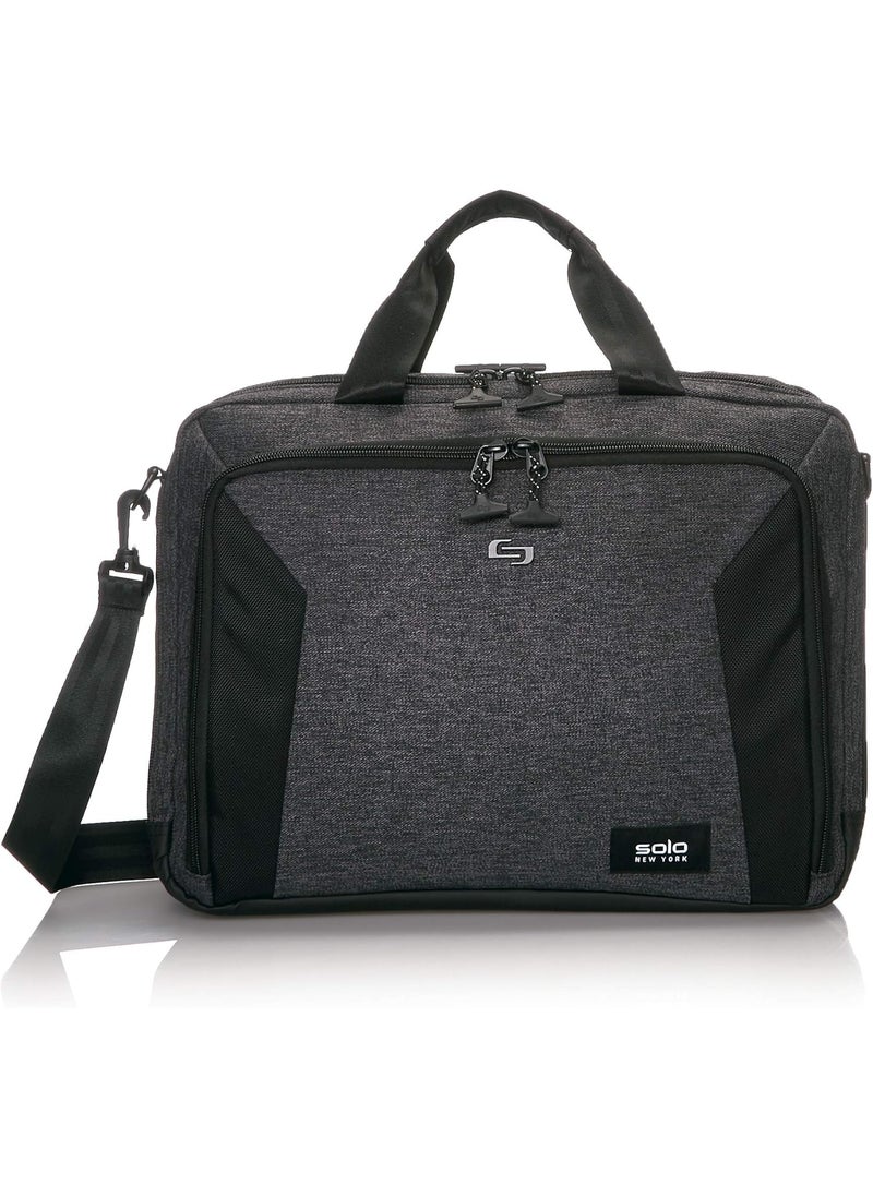 Solo Solo New York Briefcase  Laptop Carrying Bag for Women  Men Brief for Travel  Work Internal Tablet Pocket Adjustable Shoulder Strap Fits 156 Computer  Voyage Gray  Black  - Image 1