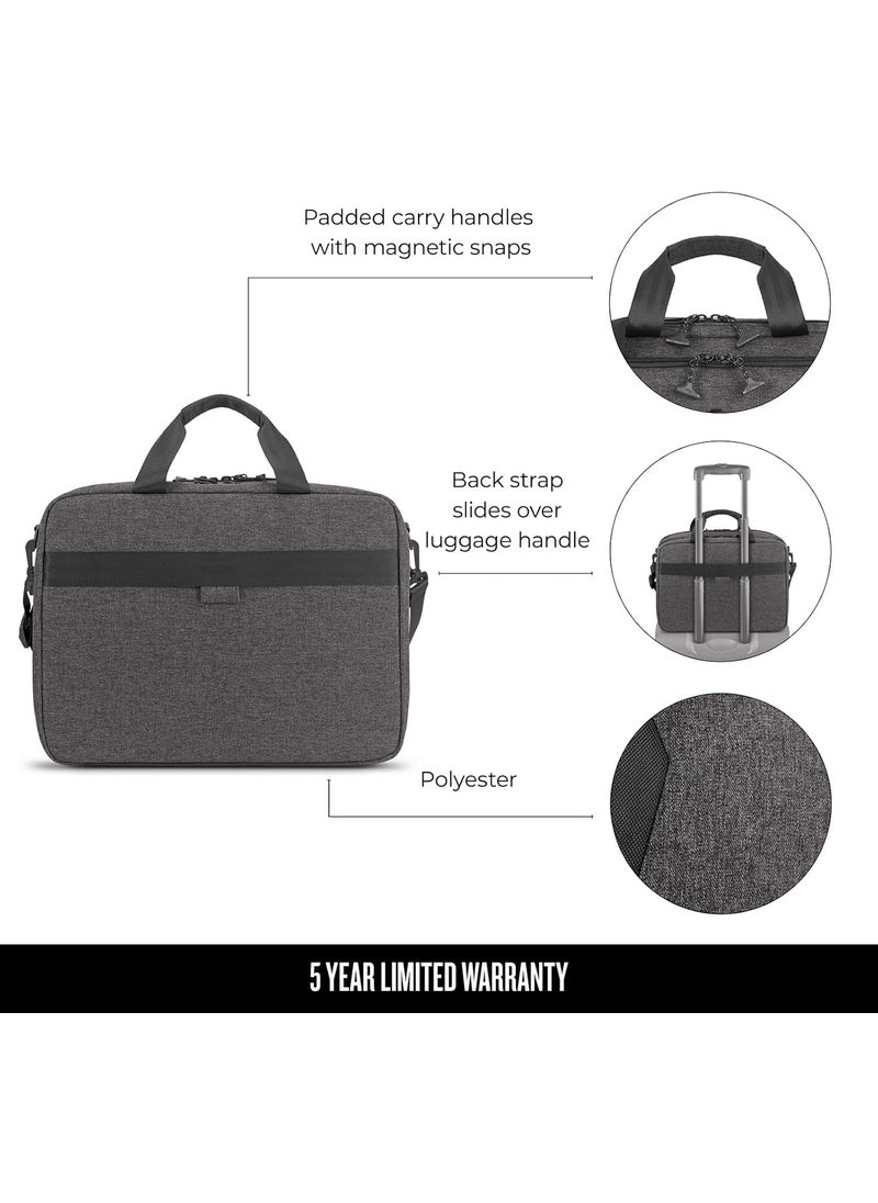 Solo Solo New York Briefcase  Laptop Carrying Bag for Women  Men Brief for Travel  Work Internal Tablet Pocket Adjustable Shoulder Strap Fits 156 Computer  Voyage Gray  Black  - Image 4