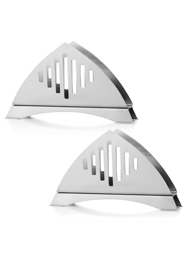 Unify 2 Pieces Stainless Steel Napkin Holder for Kitchen - Tissue Paper Holder for Dining Table, Napkin Stand for Restaurant, Cafe, Hotels, Matt Finish Slotted Lines (Pack of 2) - Image 1