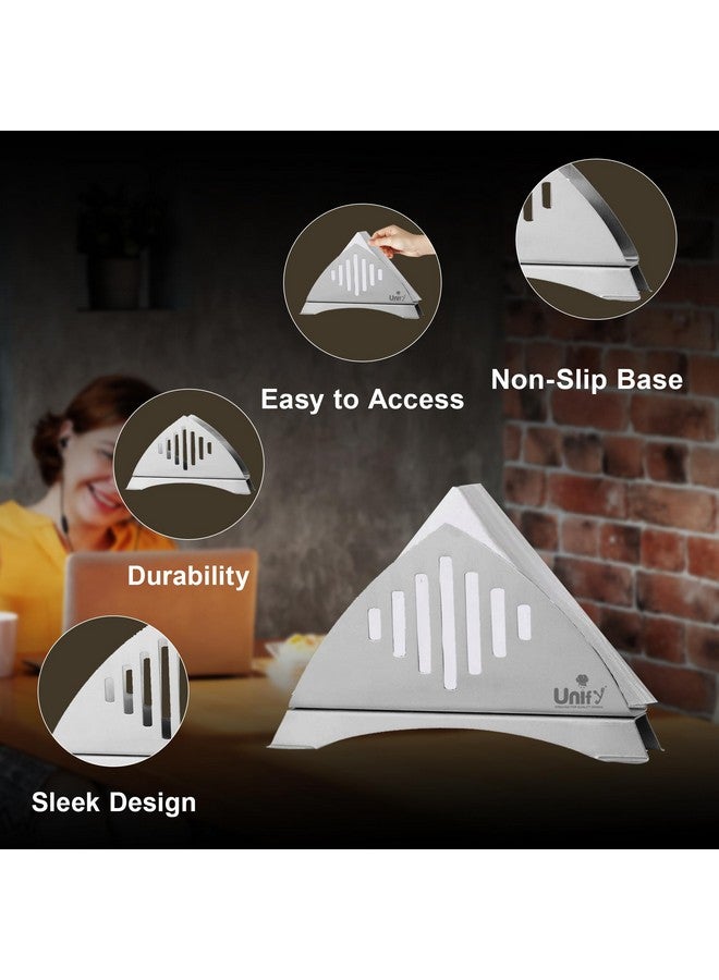 Unify 2 Pieces Stainless Steel Napkin Holder for Kitchen - Tissue Paper Holder for Dining Table, Napkin Stand for Restaurant, Cafe, Hotels, Matt Finish Slotted Lines (Pack of 2) - Image 5