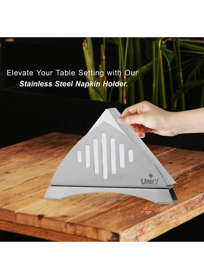 Unify 2 Pieces Stainless Steel Napkin Holder for Kitchen - Tissue Paper Holder for Dining Table, Napkin Stand for Restaurant, Cafe, Hotels, Matt Finish Slotted Lines (Pack of 2) - Image 4