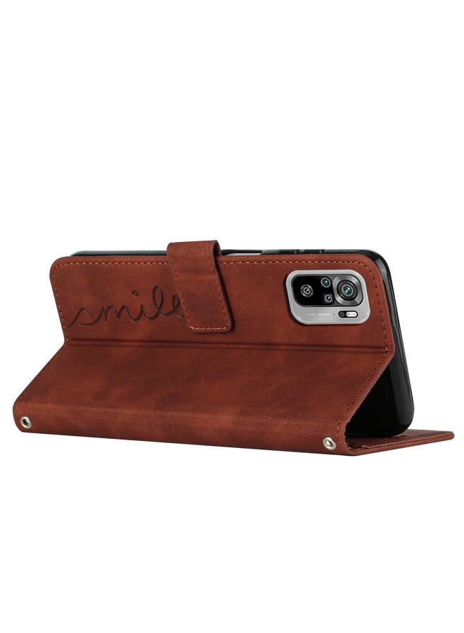 إيروريكس جراب لهاتف Xiaomi Redmi Note 10 4G / Note 10S جراب هاتف جلدي بملمس على شكل قلب مع حبل - Image 3