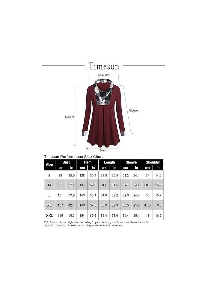 Women's Long Sleeve Button Lapel Pullover Tunic Swing Sweatshirt - Image 2