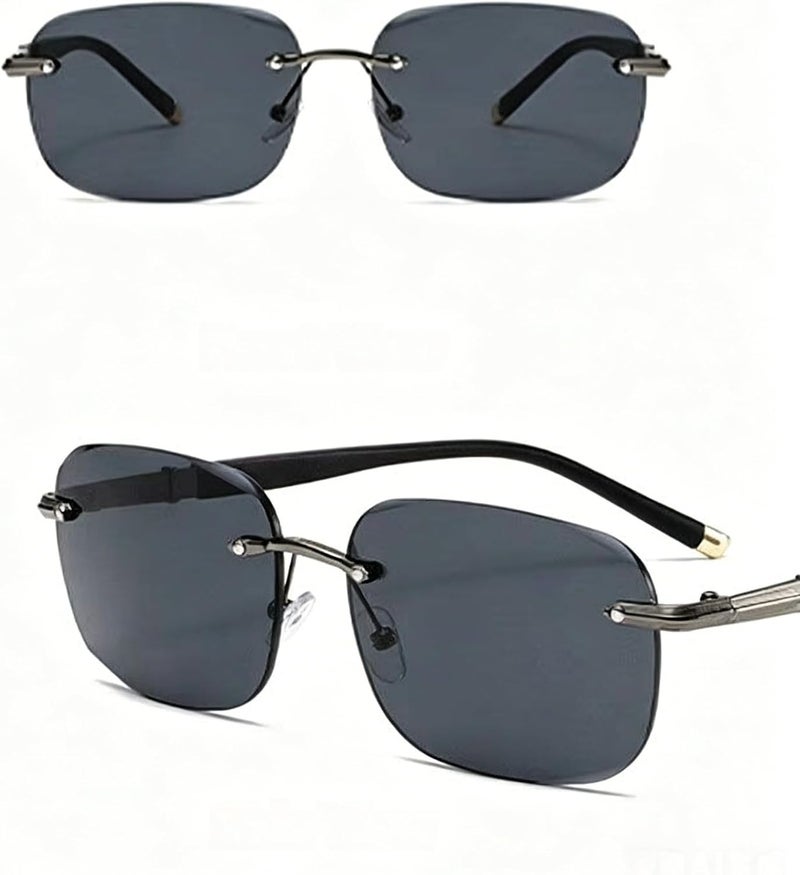 JZ Polarized Rimless Sunglasses for Men - Anti-Glare UV400 Protection, Lightweight & Comfortable - Image 1