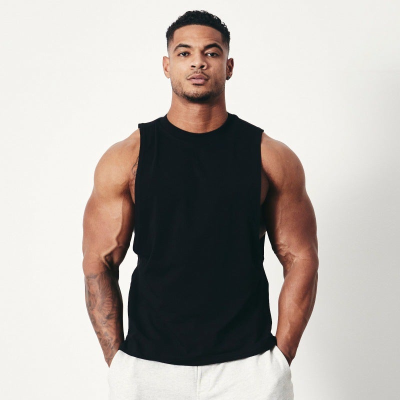 VQ Muscle Fitness Brothers Summer New Fitness Vest Mens Top Outdoor Running Leisure Sports Sleeveless BX7 Black - Image 5
