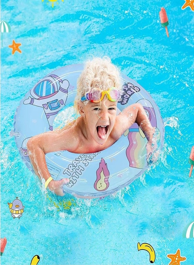 AMOAMI عوامة سباحة قابلة للنفخ للأطفال، عوامة آمنة ومتينة لحمامات السباحة، لتدريب السباحة، للأولاد والبنات، من سن 3 إلى 6 سنوات، أنبوب مطبوع بألوان زاهية (60 سم) - Image 1