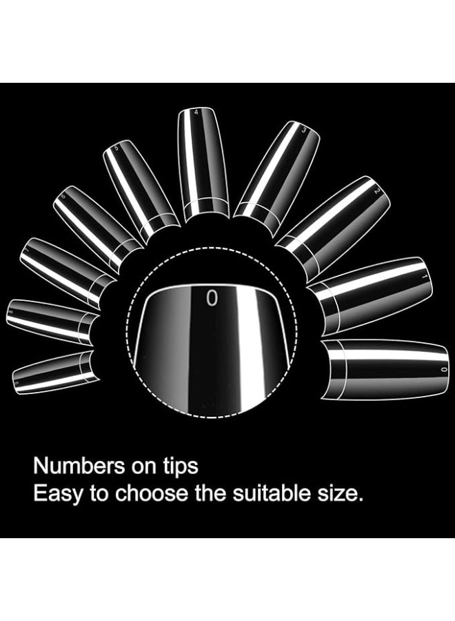 500Pcs Acrylic French Half False Nail Tips  Flat C Curve Nail Art Natural - Image 1