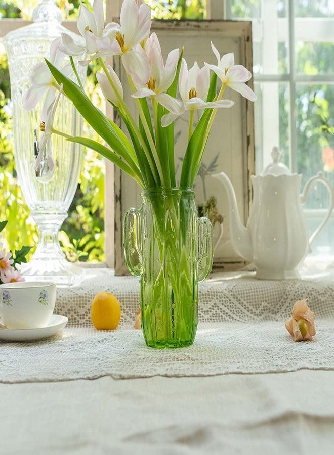 123Arts Glass Vase Cactus Shape Vase Table Decoration Ornament - Image 3