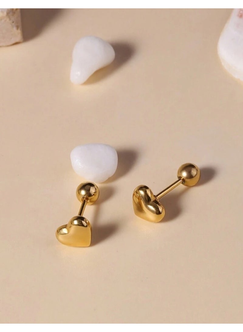 Dangle Charms Elegant Stainless Steel Gold Plated Earrings For Women Small Size - Image 3