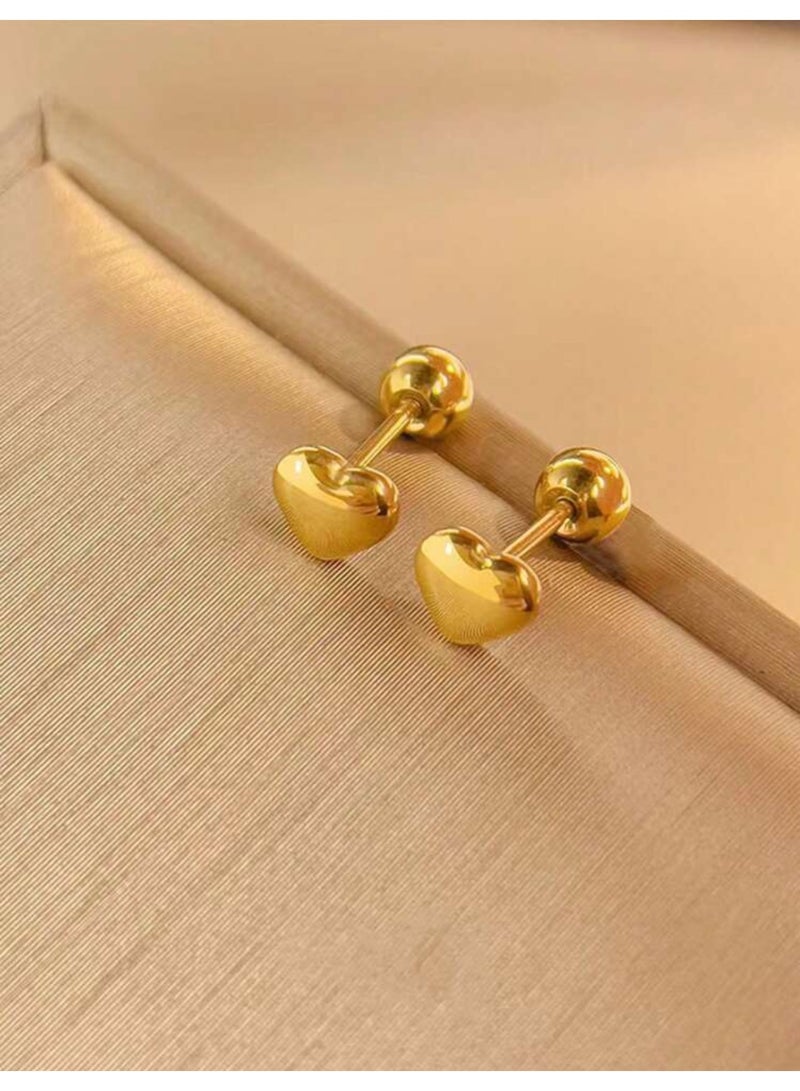 Dangle Charms Elegant Stainless Steel Gold Plated Earrings For Women Small Size - Image 4