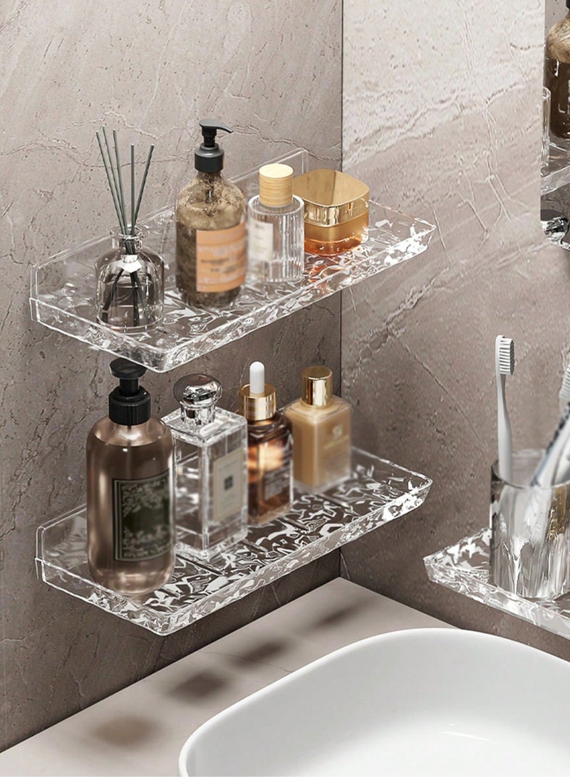 Luxury Acrylic Bathroom Sink Organizer - Wall-Mounted Storage Rack for Cosmetics, Skincare, and Toiletries, No-Drill Design, Space-Saving Solution for a Clutter-Free Bathroom, Modern Design with Strong Adhesive, Easy to Install and Organize,50.5*11.7*4cm  - Image 5