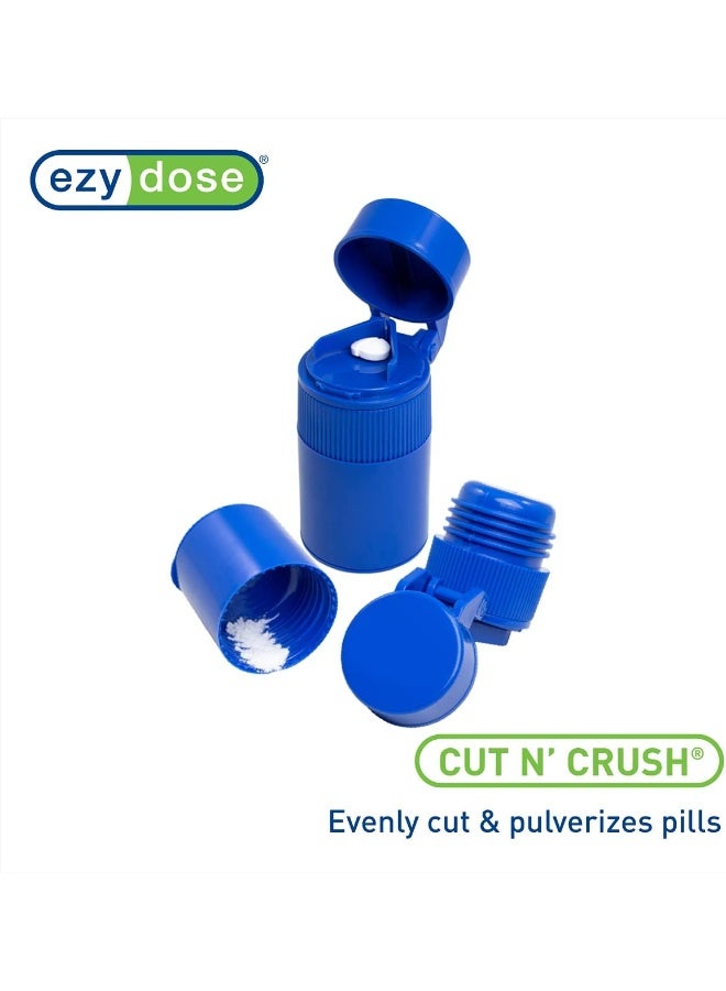 Apothecary Ezy Dose Cut N' Crush Pill Cutter & Crusher with Storage Compartment | Stainless Steel Blade Tablet Splitter & Pill Grinder for Medication, Blue (1 Pack) - Image 4