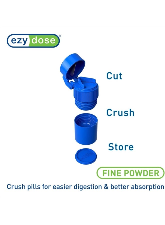 Apothecary Ezy Dose Cut N' Crush Pill Cutter & Crusher with Storage Compartment | Stainless Steel Blade Tablet Splitter & Pill Grinder for Medication, Blue (1 Pack) - Image 3