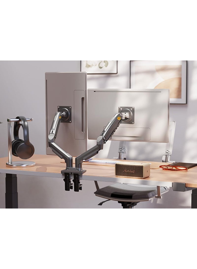 NB NORTH BAYOU NB F160-G Dual Monitor Arm – Gas Spring Adjustable Stand for 17–27 Inch Screens, Load 2–9kg per Arm, Matte Charcoal - Image 2