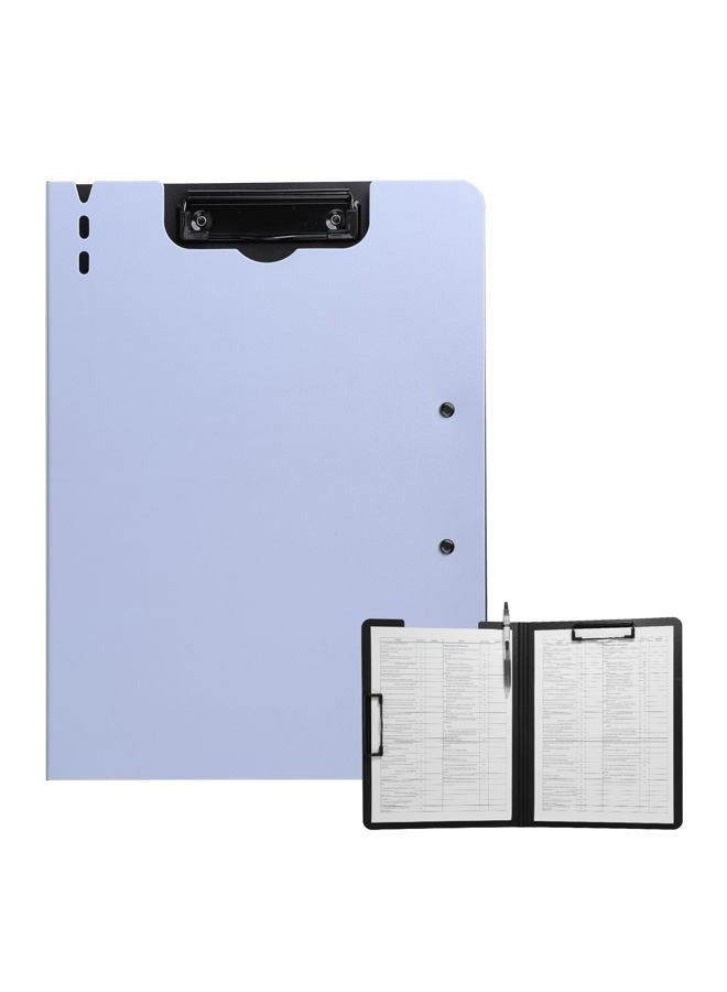FRETONBA Clipboard Folder, A4 Foldable Clipboard with Horizontal and Vertical Double Metal Clips, 360 Degree Foldable Binder Clipboards with Pen Holder, File Cover Work Folder Clipboards, Purple - Image 1