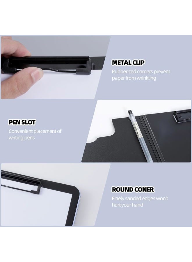 FRETONBA Clipboard Folder, A4 Foldable Clipboard with Horizontal and Vertical Double Metal Clips, 360 Degree Foldable Binder Clipboards with Pen Holder, File Cover Work Folder Clipboards, Purple - Image 4