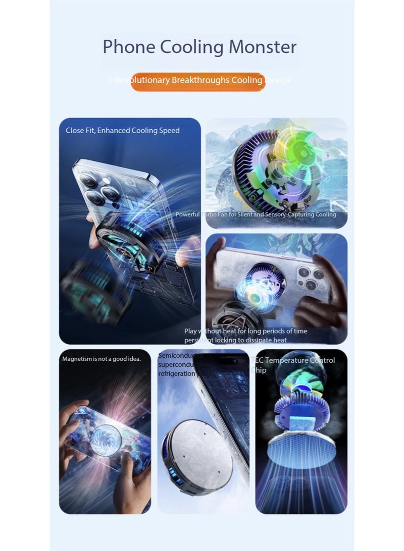 TNGames 【Digital Display Magnetic + Clip Version】Knight Black Overclocking Cooling Phone Radiator Free Data Cable + Magnetic Sheet + Clip - Image 3