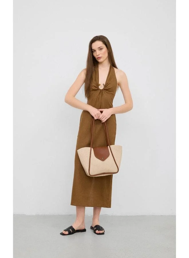 Shule Bags  Petre Wicker Shoulder Bag Cream. for Women | Best Price UAE