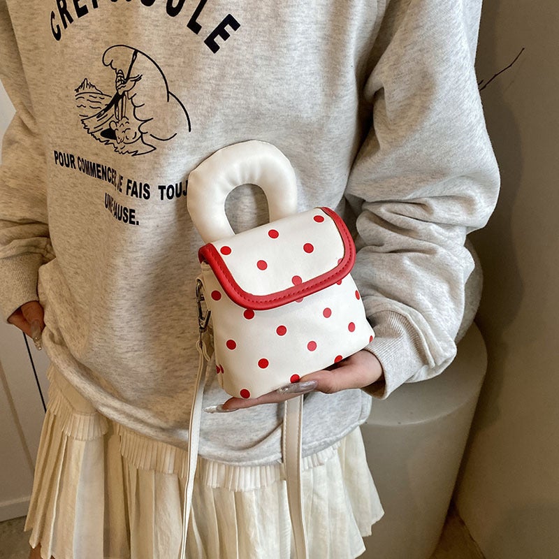 Ladies Handbags Polo Dot Mini Small Bag Commuter Printed Shoulder Crossbody Bucket Bag - Image 4