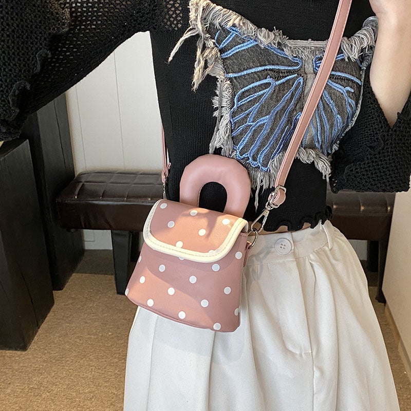 Ladies Handbags Polo Dot Mini Small Bag Commuter Printed Shoulder Crossbody Bucket Bag - Image 3