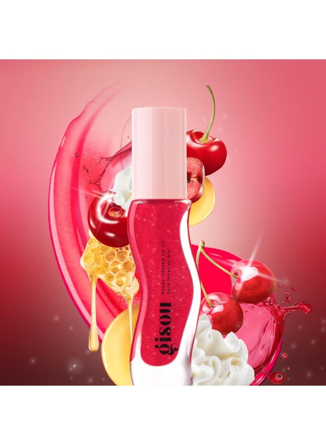 Gisou Honey Infused Lip Oil – Limited Edition Cherry on the Cake | Nourishing Glossy Lip Oil with Mirsalehi Honey | Hydrating, Non-Sticky Shine, 8ml - Image 4