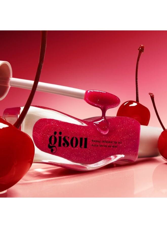 Gisou Honey Infused Lip Oil – Limited Edition Cherry on the Cake | Nourishing Glossy Lip Oil with Mirsalehi Honey | Hydrating, Non-Sticky Shine, 8ml - Image 5