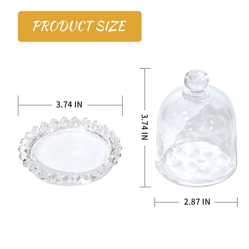 MDEOOSKY 10cm/3.94inch 4pcs Cake Domes Cookie Display Cake Holder with Cover Cake Stand for Cake Dessert Single Cupcake Stand Fruit Glass Cover Shield Party Favor - Image 2