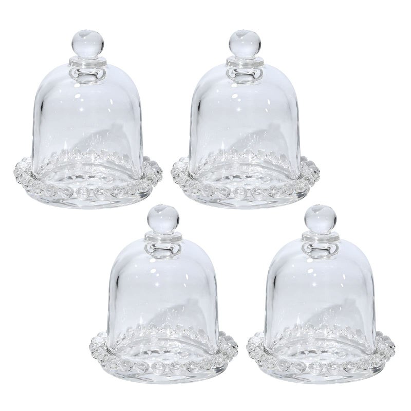 MDEOOSKY 10cm/3.94inch 4pcs Cake Domes Cookie Display Cake Holder with Cover Cake Stand for Cake Dessert Single Cupcake Stand Fruit Glass Cover Shield Party Favor - Image 1