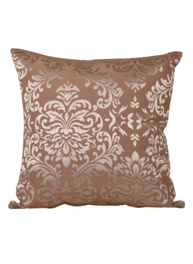 Home - The Best is for You Designer Self Design Cotton 275 TC Cushion Covers | Pack of 2 (Brown_Damask, 18X18 Inch) - Image 2