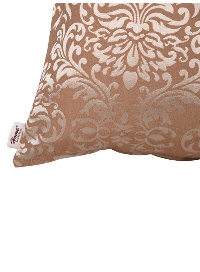 Home - The Best is for You Designer Self Design Cotton 275 TC Cushion Covers | Pack of 2 (Brown_Damask, 18X18 Inch) - Image 4