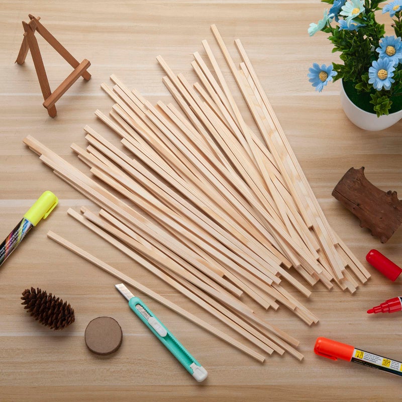 Coowayze 50PCS 1/4" x 12" Square Wooden Dowel Rods, Small Wood Square Dowel Rods Unfinished Wood Craft Sticks Hardwood Sticks Wooden Strips for Arts and DIYers, DIY Projects Home Decor Woodworking - Image 4
