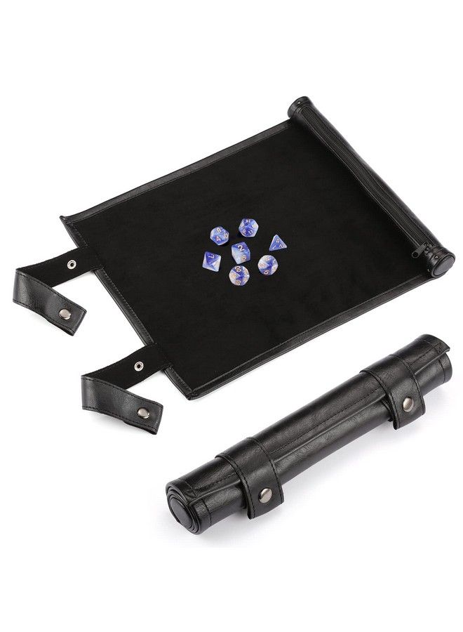ROSELLE 2 In 1 Leather Dice Mat Dice Tray For Dnd Dice Scroll Dice Tray And Rolling Mat With Zipper Holder Compatible With Dnd D&D Dungeons & Dragons Game(Black，Only Mat) - Image 1