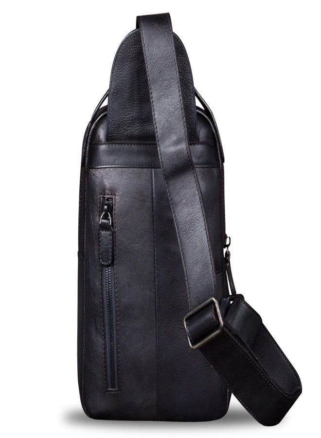 IVTG Genuine Leather Sling Bag Chest Shoulder Fanny Bag Hiking Backpack Vintage Handmade Crossbody Daypack (Darkgray) - Image 3