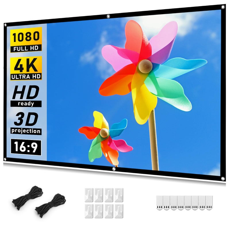 Taotique Projector Screen 72 inch, Movie Projector Screen 16:9 HD Foldable and Portable Anti-Crease Indoor Outdoor Projection Double Sided Video Projector Screen for Home, Party, Office, Classroom - Image 1