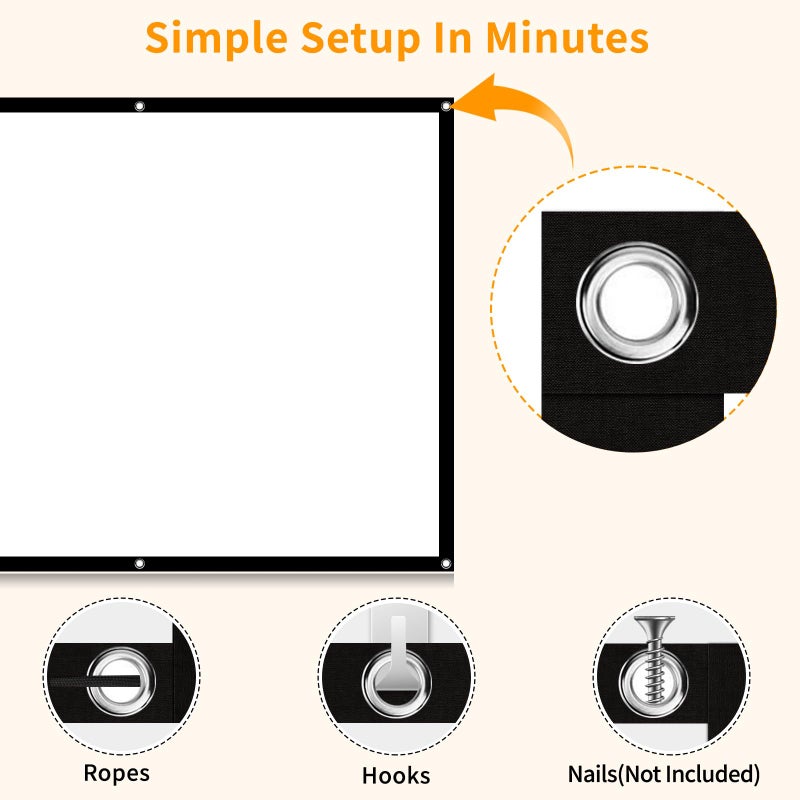 Taotique Projector Screen 72 inch, Movie Projector Screen 16:9 HD Foldable and Portable Anti-Crease Indoor Outdoor Projection Double Sided Video Projector Screen for Home, Party, Office, Classroom - Image 4