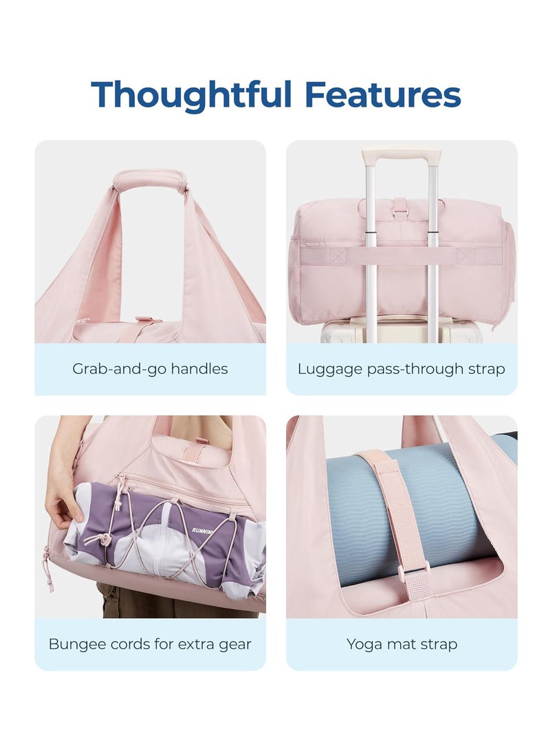 زيريفام حقيبة رياضية للنساء، حقيبة سفر خفيفة الوزن مع حجرة للأحذية، حقائب نهاية الأسبوع الليلية مع جيب للأشياء المبللة وحقيبة لحمل الزجاجات، حقائب رياضية لليوجا والسفر والصالات الرياضية - Image 5