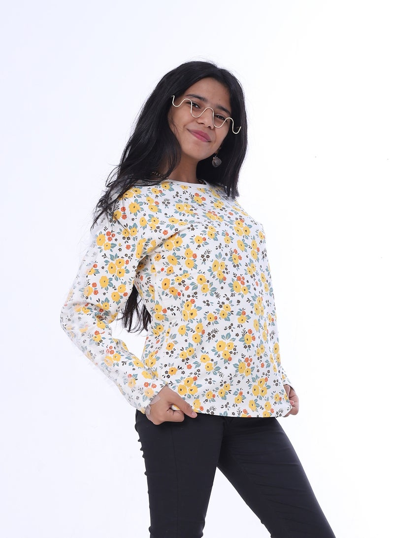 بيبو تي شيرت بناتي بأكمام طويلة_متعدد الالوان - Image 2