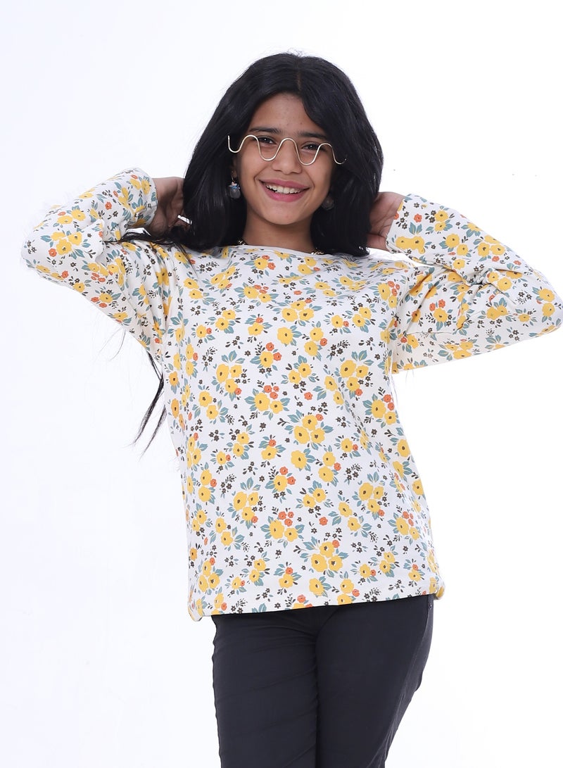 بيبو تي شيرت بناتي بأكمام طويلة_متعدد الالوان - Image 1