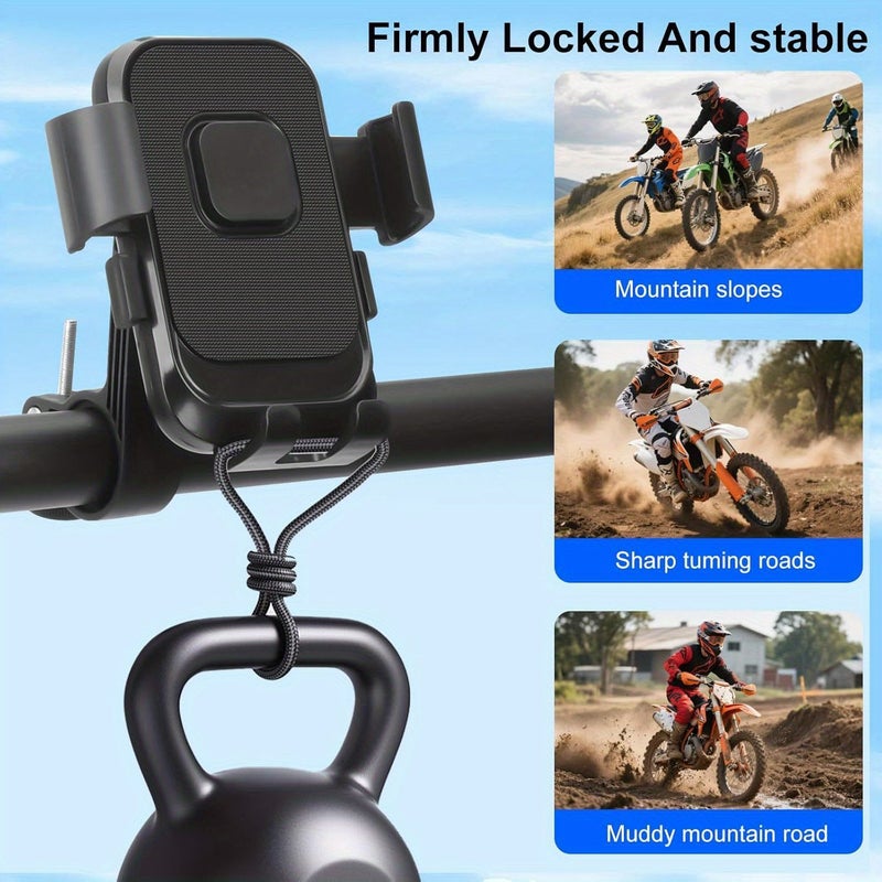 Black Handle Electric Bike Phone Holder Shockproof Anti Shake Adjustable Mount - Image 5