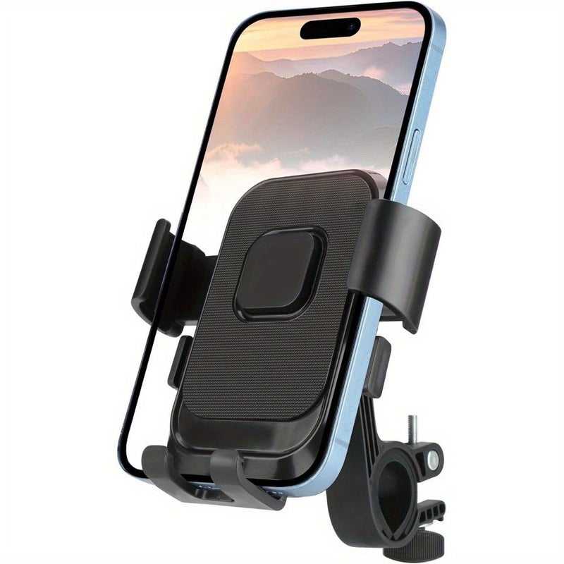 Black Handle Electric Bike Phone Holder Shockproof Anti Shake Adjustable Mount - Image 1