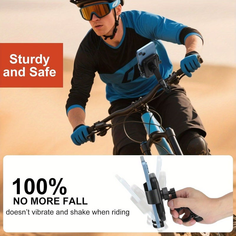 Black Handle Electric Bike Phone Holder Shockproof Anti Shake Adjustable Mount - Image 3