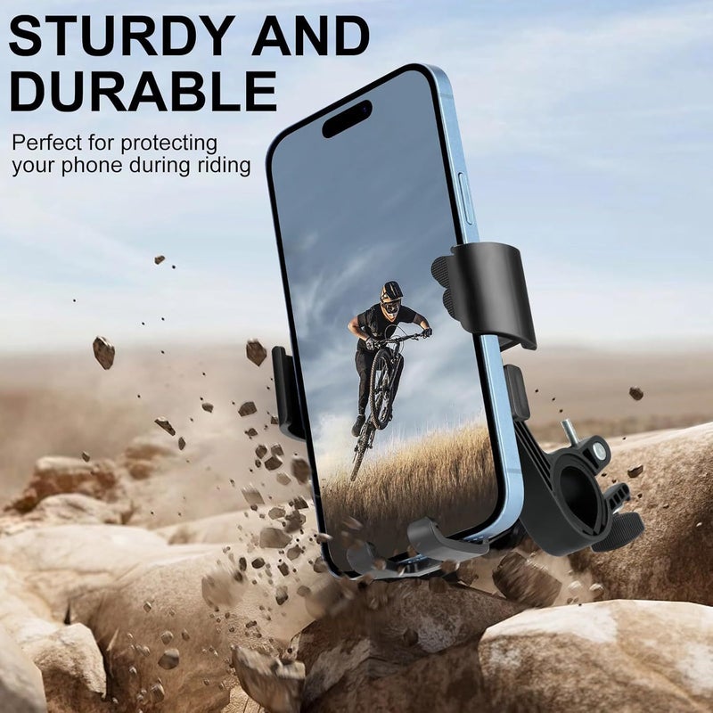 Black Handle Electric Bike Phone Holder Shockproof Anti Shake Adjustable Mount - Image 4