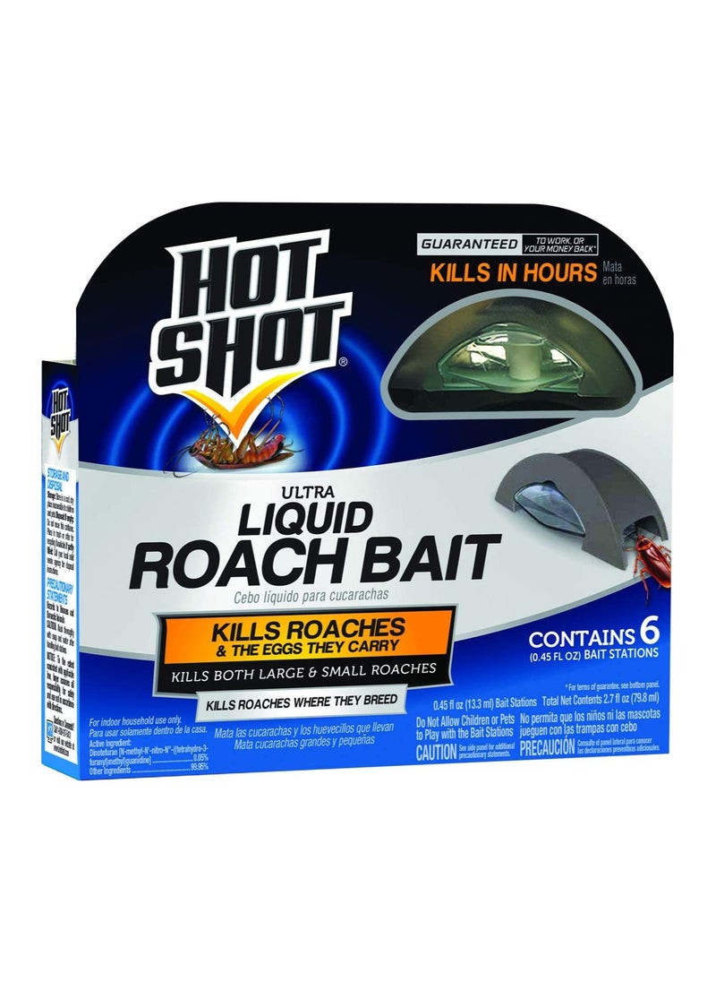 Hot Shot Ultra Liquid Roach Bait, Kills Large and Small Roaches, 6 Count  - Image 1