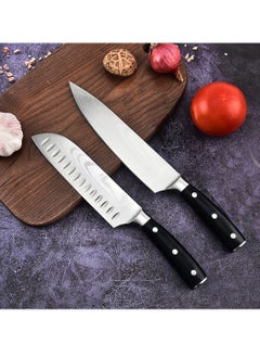 Astylway Kitchen Knife Set Professional 2 PCS Chef Knife Set Sharp Knife High Carbon Stainless Steel  7Cr17Mov  8 inch Chefs Knife 7 inch Santoku Knife Knives Set for Kitchen  - Image 5