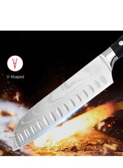 Astylway Kitchen Knife Set Professional 2 PCS Chef Knife Set Sharp Knife High Carbon Stainless Steel  7Cr17Mov  8 inch Chefs Knife 7 inch Santoku Knife Knives Set for Kitchen  - Image 3