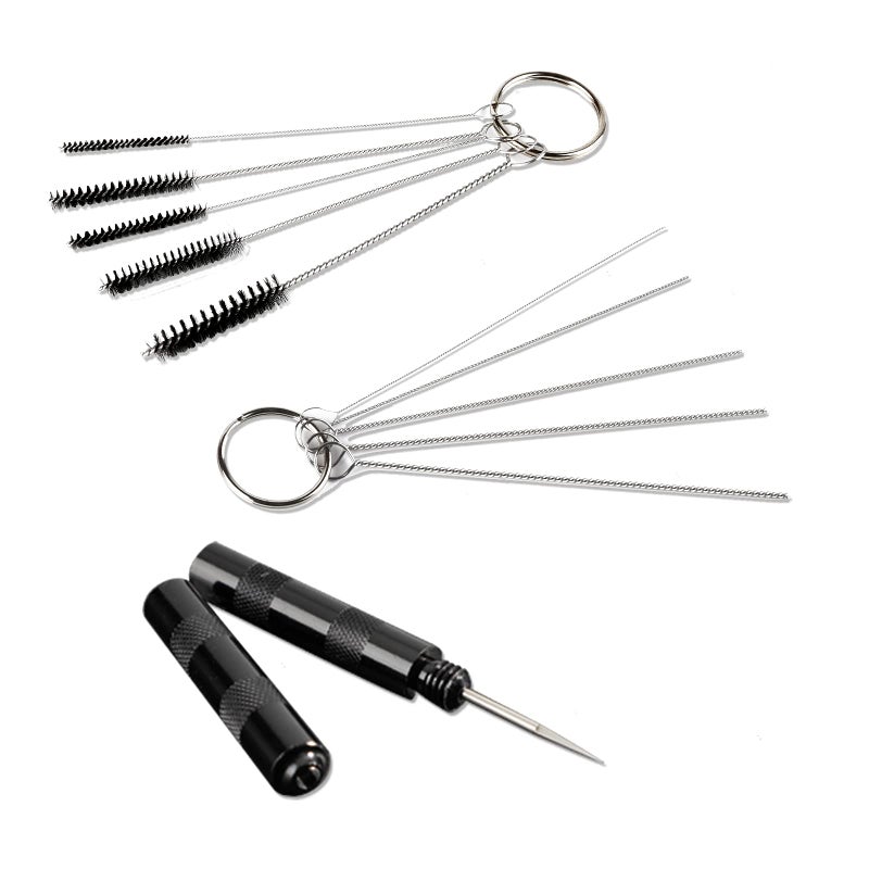 SAGUD Airbrush Painting Cleaning Tools Kit Air Brush Accessories Spray Gun Cleaner Wash Needle with Nozzle Spanner Wrench and Stainless Steel Brushes Set