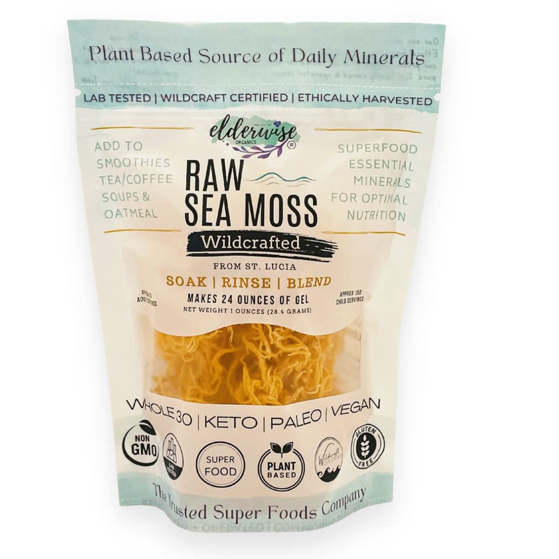 Elderwise Organics Made With Love Elderwise Raw Sea Moss | Organic Seamoss Makes 20oz of Gel | Wildcrafted Golden Sea moss | Raw & Non GMO Certified | Sundried | Mineral and Vitamin Rich | Golden - Image 1